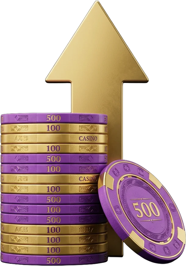 Stack of purple and gold casino chips