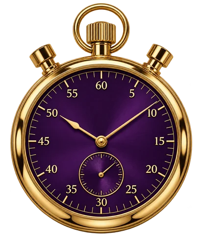 A purple-dial stopwatch with a gold case, the kind of simple timer worth setting before a session
